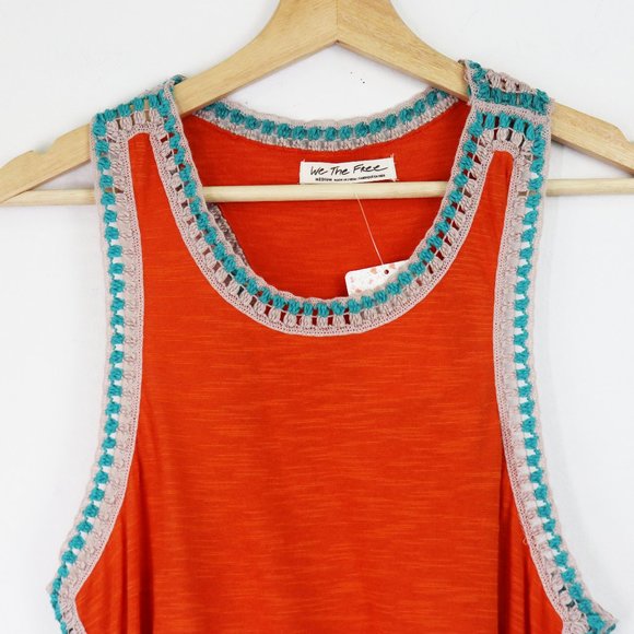 NWT Free People Bora Bora Crochet Racerback Tank Top Bird of Paradise Orange M - Picture 5 of 9